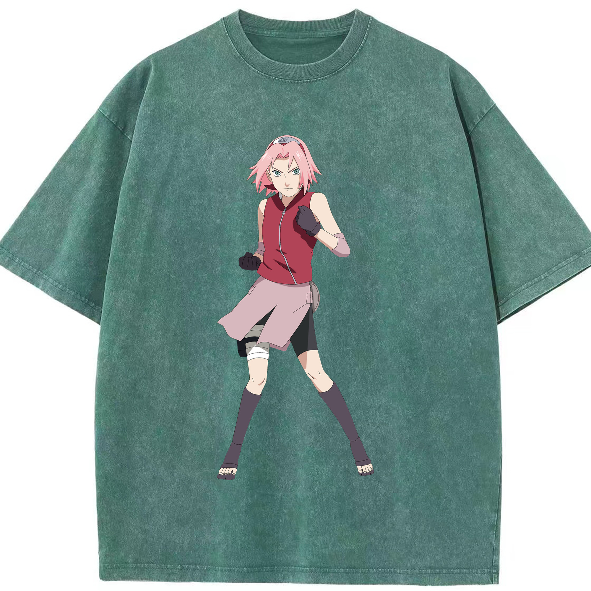 （画像用） NARUTO -ナルト- 春野サクラ Haruno Sakura 綿100% ヴィンテージ風 半袖Tシャツ（フロントプリント）